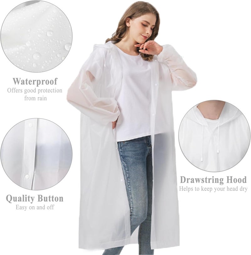 MERAO Clear Ponchos with Hood,Clear Rain Ponchos for Adults Reusable,Ponchos Adult(2 PCS) - Image 4